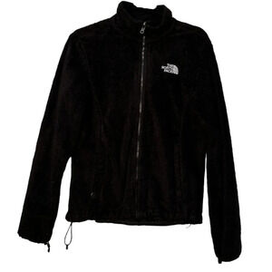 NORTH FACE Black Faux Fur Zip Up Jacket - Medium